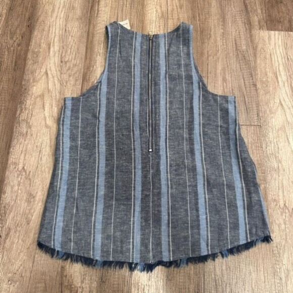 NWT Supply & Demand Women's Striped Linen Fringe Sleeveless Tank Top Blue Medium - Picture 3 of 14